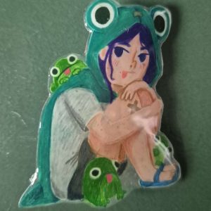 Frog Girl Pin